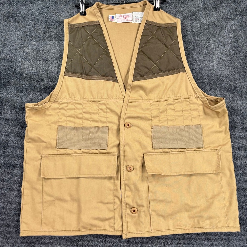 Vintage Saftbak Jim Catfish Hunter Best Hunting Vest Tan Canvas USA Made XL